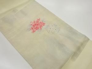 絽曲線に花々模様織出し名古屋帯